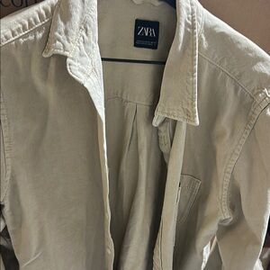 Zara Cream Lightweight Shirt Jacket